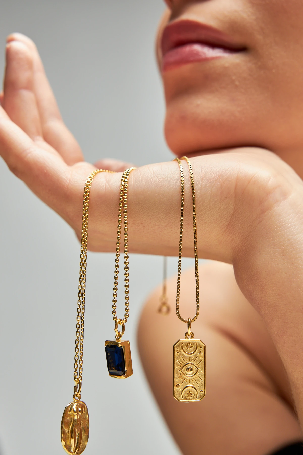 blue breeze necklace - gold vermeil